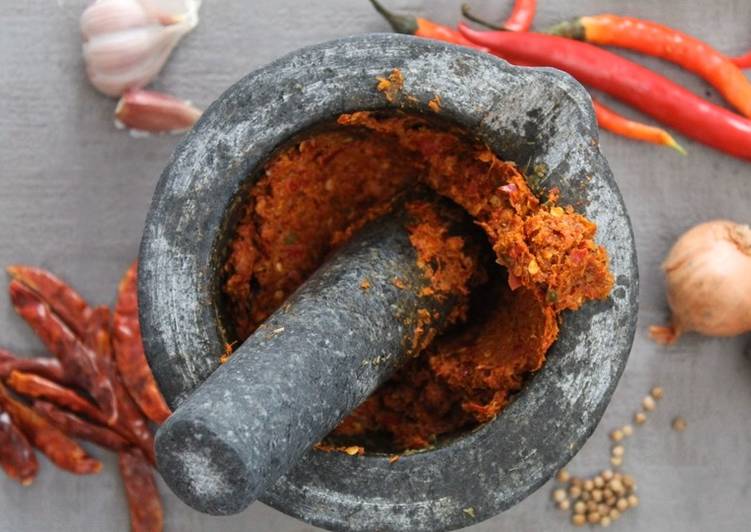Homemade Thai red panang curry paste