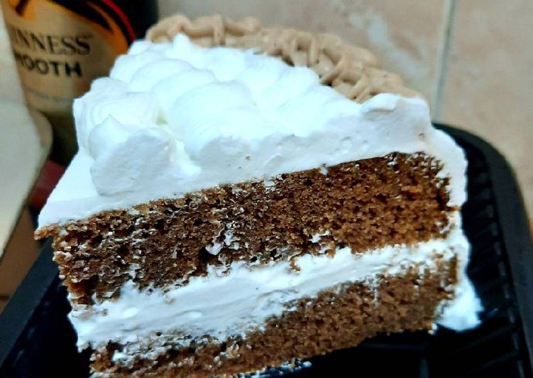 Chocolate Guinness cake with whipped cream icing