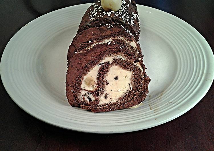 Chocolate Ice Cream  Roll Cake