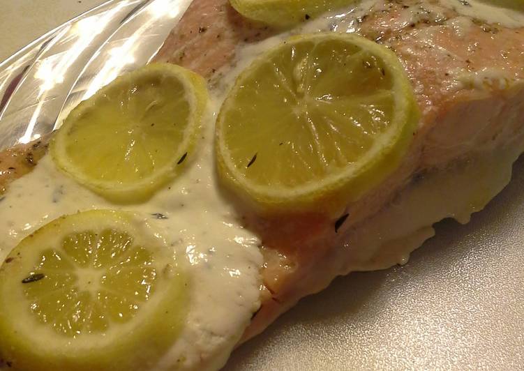Salmon with Thyme and Three-Lemon Crème Fraîche