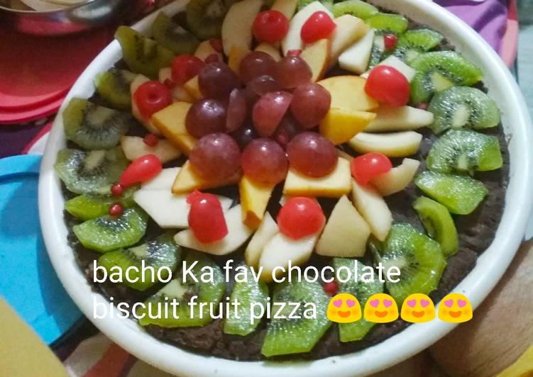 Chocolate biscuits fruit pizza totally unique