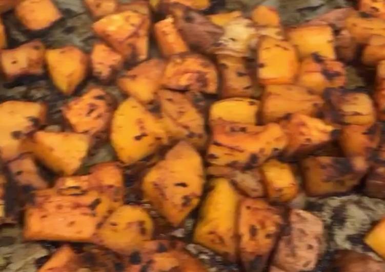 Roasted sweet potatoes, acorn, & butternut squash