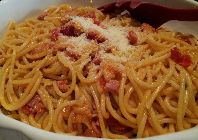 AMIEs Spaghetti with Cherry tomatoes and Pancetta