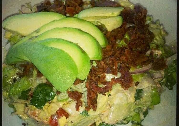 Shredded Brussels Sprouts & Bacon Avocado Salad