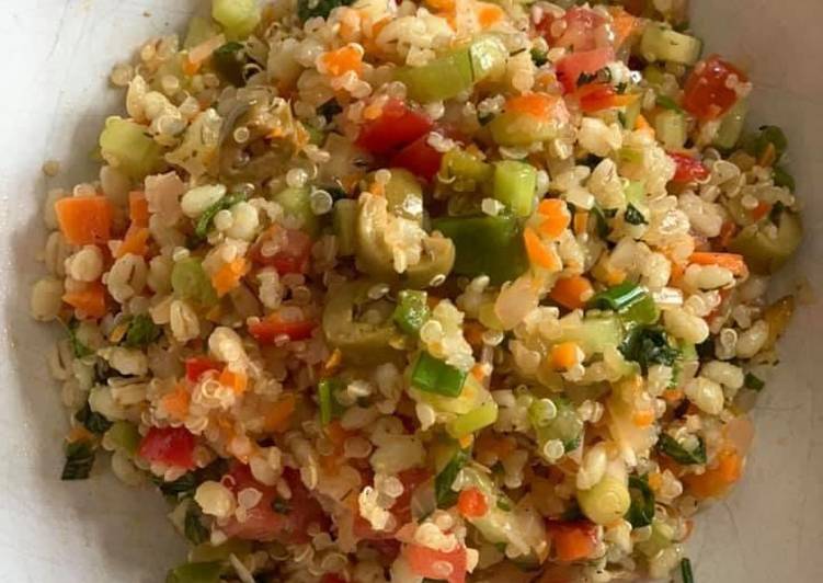 Quinoa Barley Thyme Salad   It is gluten-free & a source of healthy fat fiber