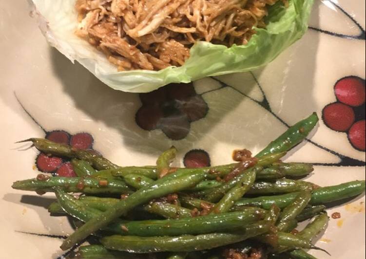 Asian inspired lettuce wrap with green beans