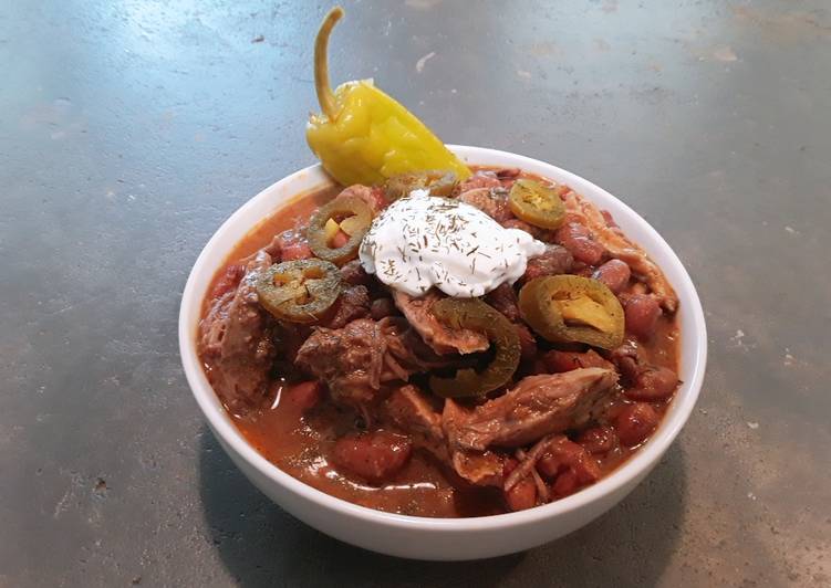 Creole red beans and rice with slow cooked pulled pork