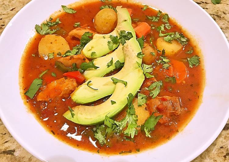 Chicken and potato adobo soup