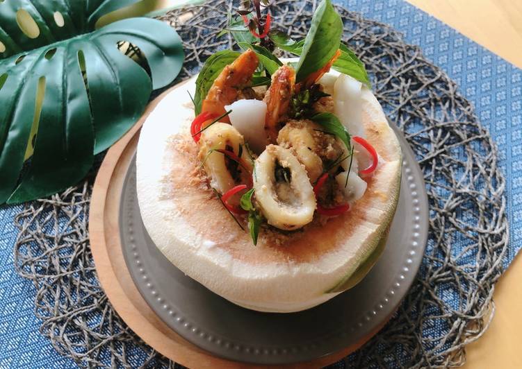 Thai Steamed Seafood Curry in Coconut •How Mok • Thai Red Curry Paste