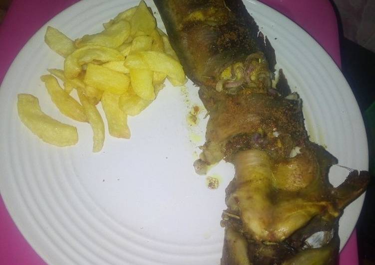 French fries and oven grilled cat fish