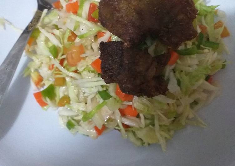Salad with fried meat